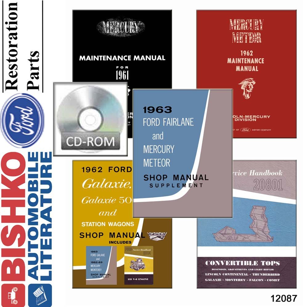 Amazon.com: bishko automotive literature 1961 1962 1963 Ford Mercury (No  Comet) Service Manual CD OEM: Automotive