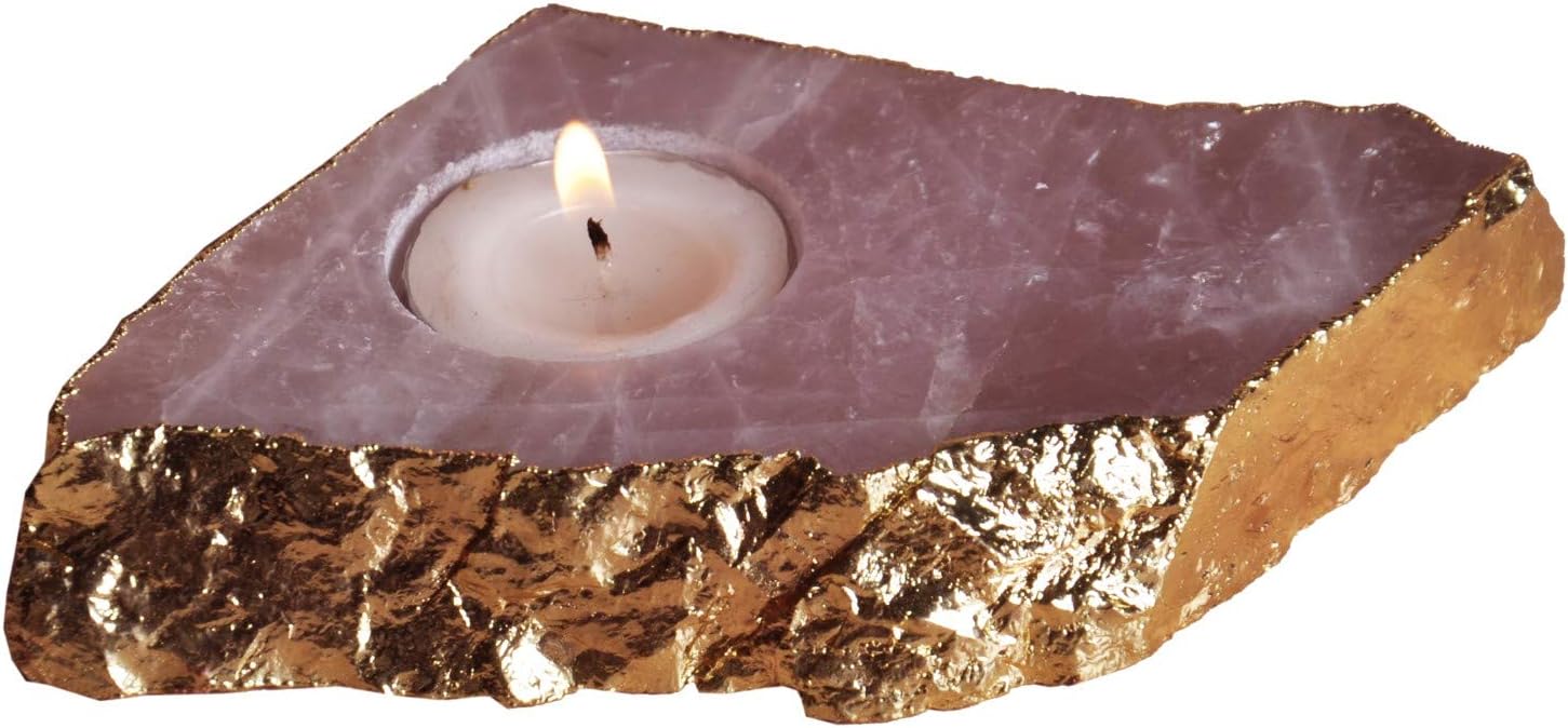 Decorholics Gilded Agate T-Light Holder (Random Size 4-5 inch Dia,Multi Color)
