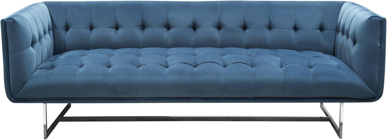 Amazon Com Hollywood Tufted Sofa In Royal Blue Velvet With Metal