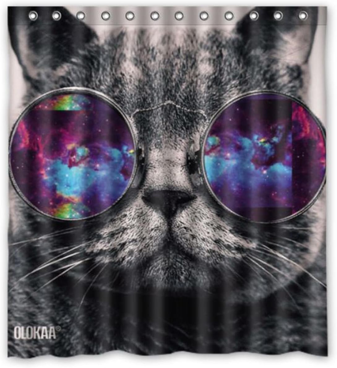 OLOKAAยฎCustom Design shower curtain Standard Size "72X72"with olokaa logoยฎ (Cat)