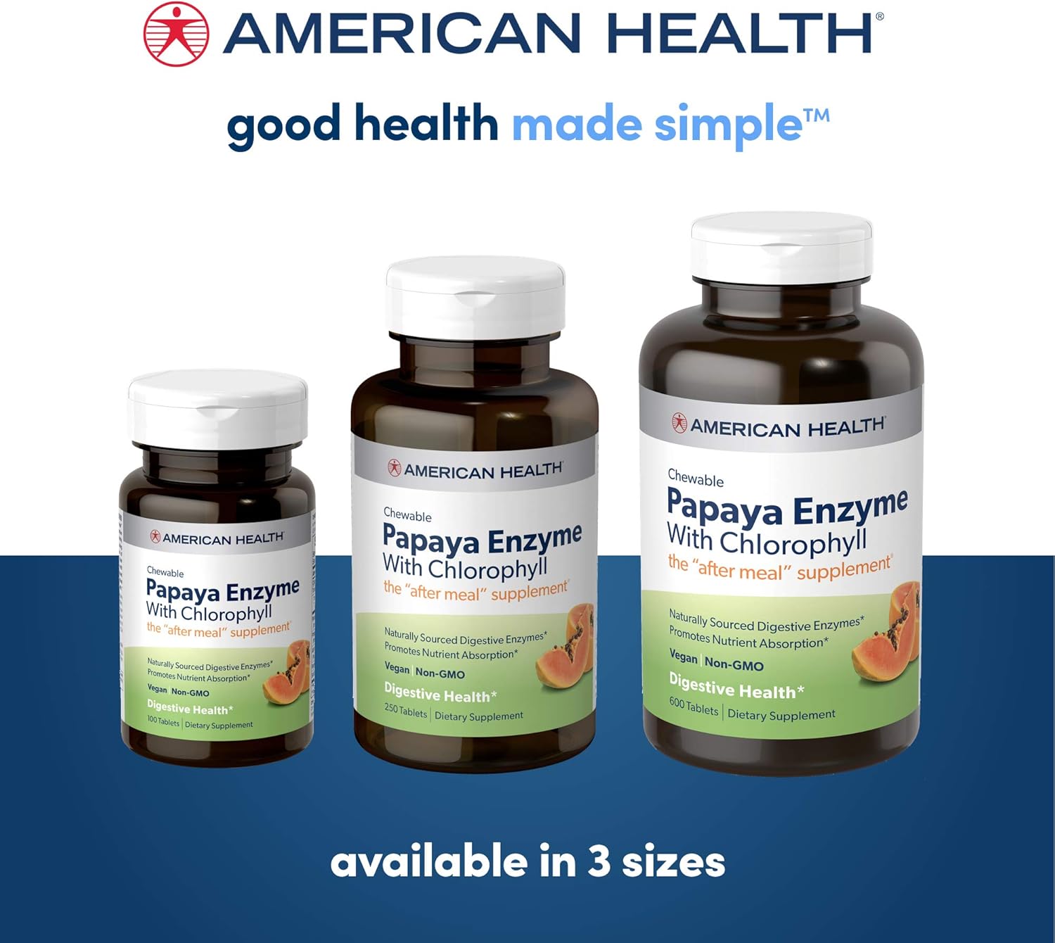 American Health Papaya Enzyme with Chlorophyll Chewable Tablets - 600 Count (200 Total Servings): Health & Personal Care