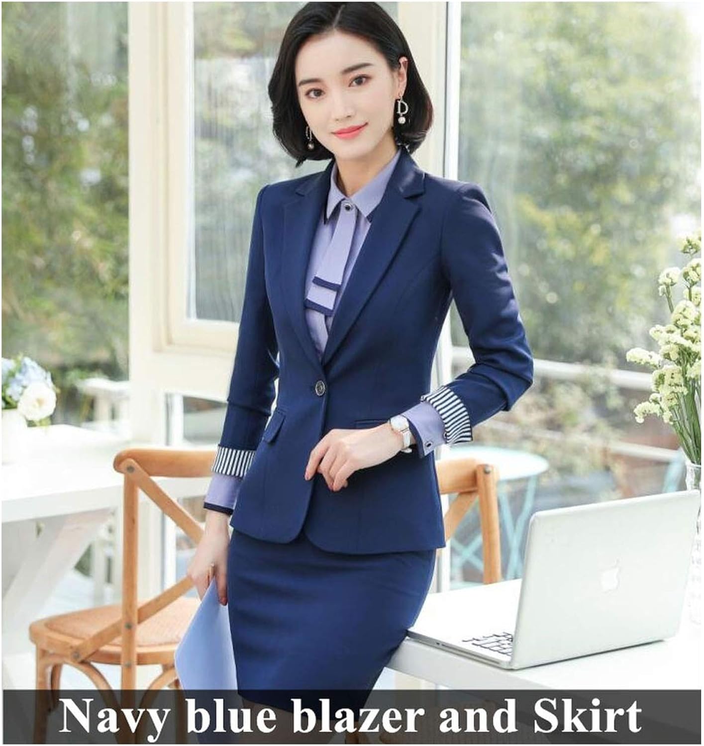 plus size navy blue skirt suit