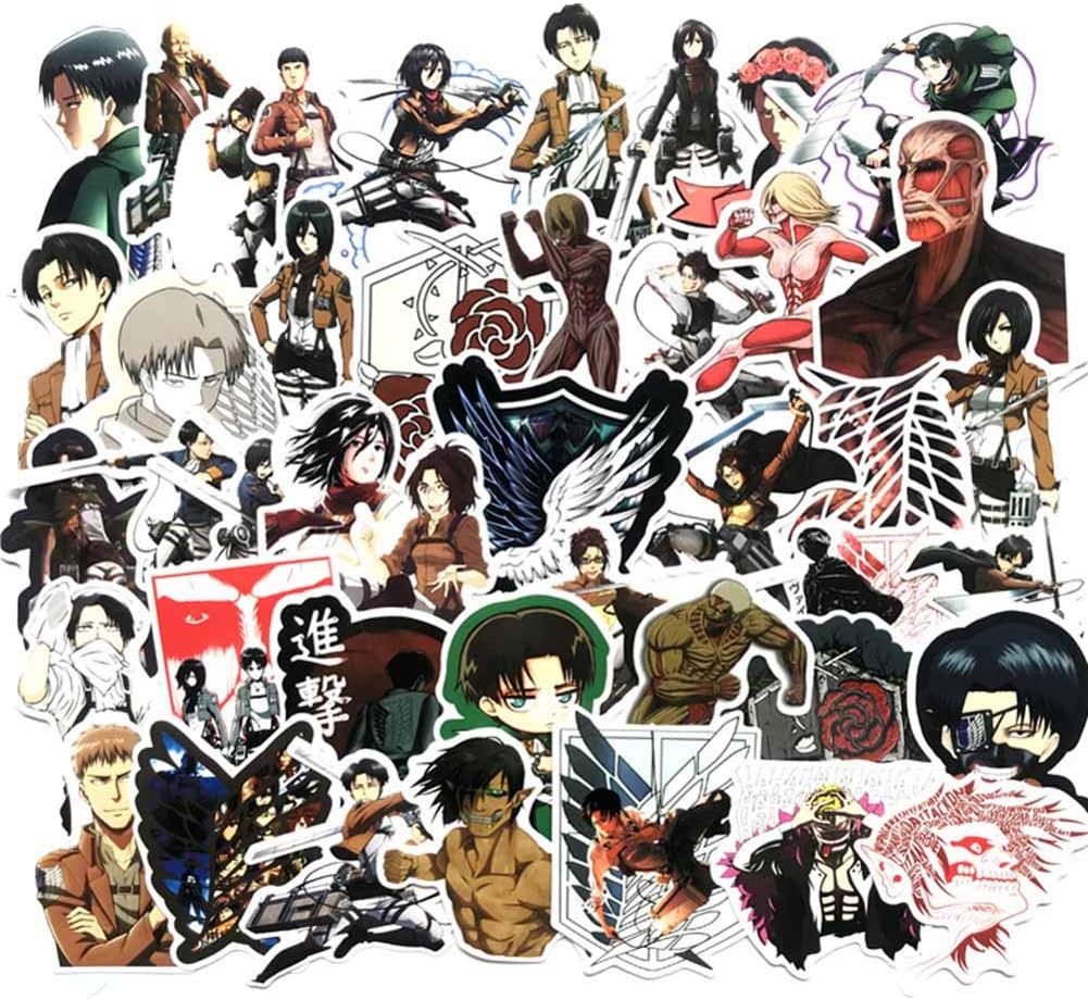 WeiHaoJian 42pcs Attack on Titan Anime Cartoon Laptop Stickers Waterproof Skateboard Pad Book Car Snowboard Decor(Multicolor)