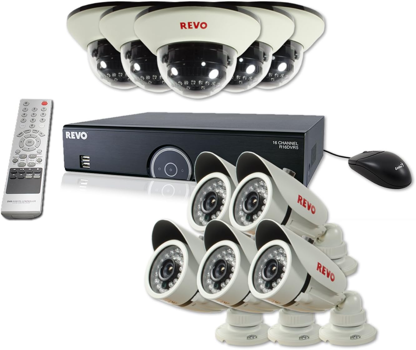 REVO America Security System (White) 16 Channel 4TB DVR with (Pack of