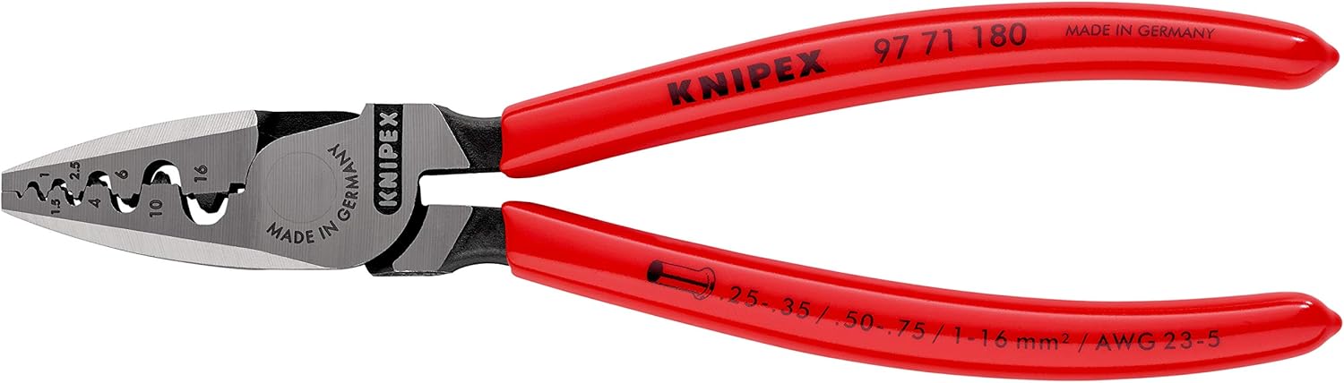 KNIPEX Crimping Pliers for Wire Ferrules with Plastic Coating 180 mm, 97 71 180, Multi Color, 0,25 - 2,5 mm - Image 4