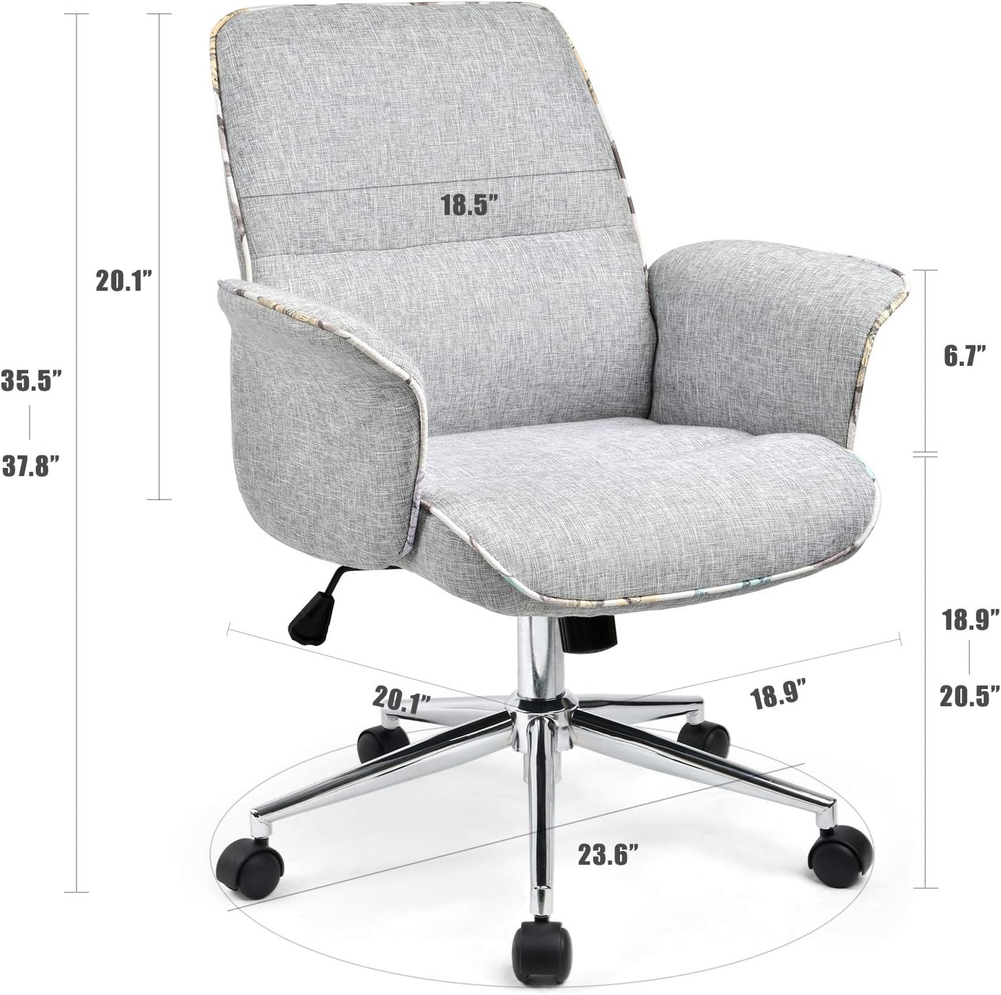 ComHoma Home Office Desk Chair Modern Fabric Upholstered Classic Adjustable Mid-Back Ergonomic Executive Conference Chair Gray,: Kitchen & Dining