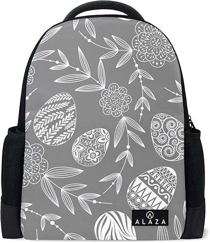 Amazon 旅立の店 リュックサック バックパック 葉と花を塗った卵柄 ポリエステル メッシュ ファッション 通勤 通学 旅人 レディース