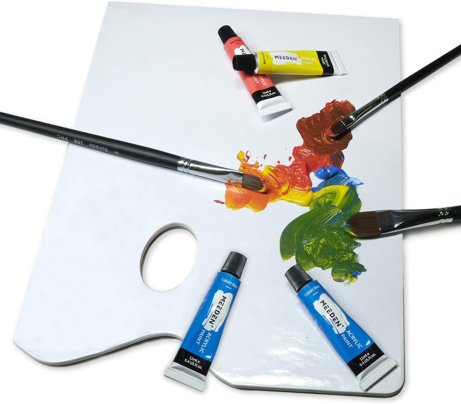 MEEDEN Disposable Palette Painting Pad, 4 Pack 20 Sheets 9x12 Inches, 54lb / 80GSM Bleed-Proof Paint Palette with Thumb Hole, Non-Acid Paper for Acrylic, Oil, Gouache and Tempera