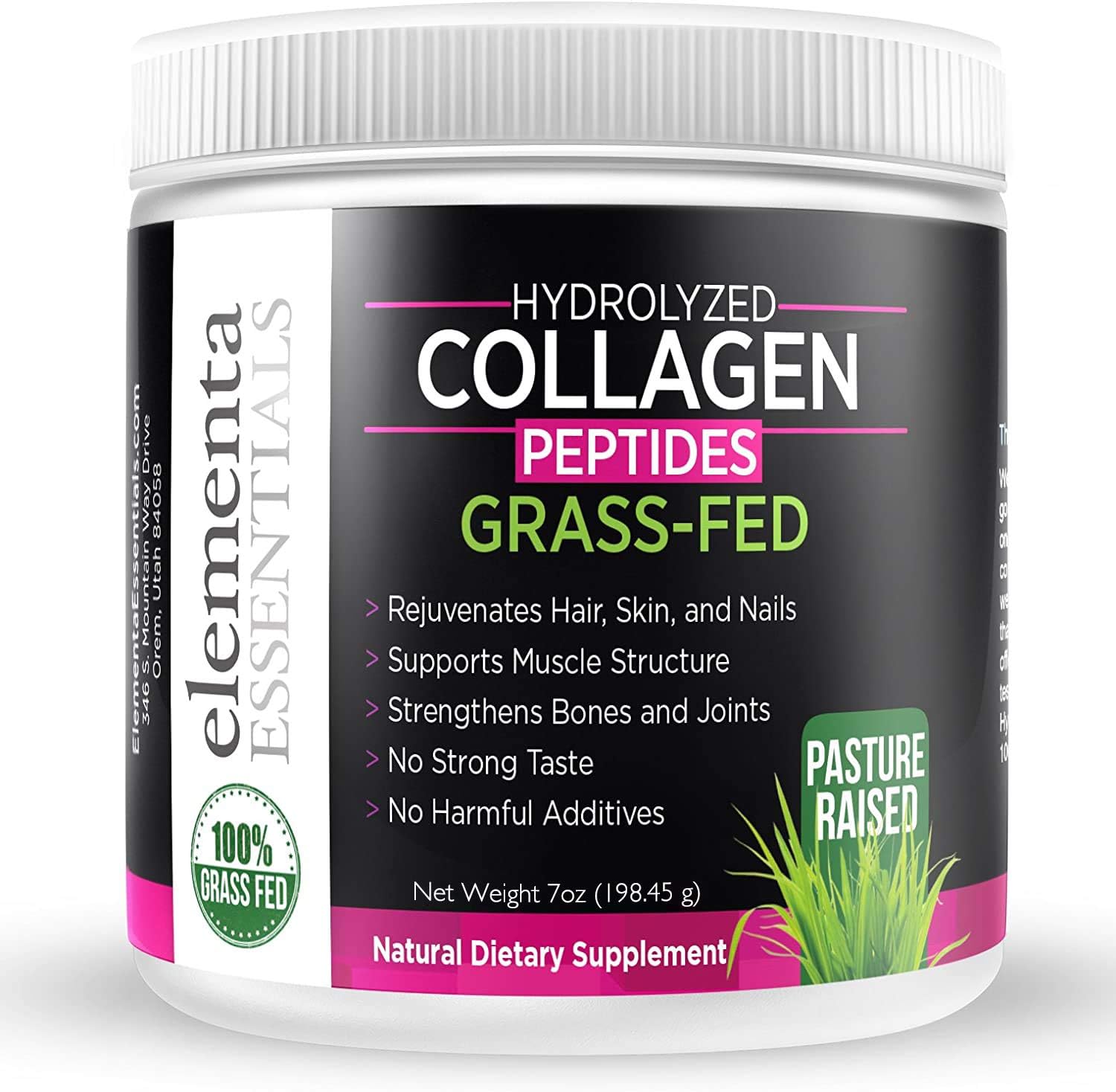 Elementa Essentials Hydrolyzed Collagen Peptides Powder, Grass-Fed Collagen Supplement 300G