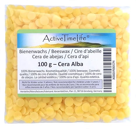 100% reine Bienenwachs Pastillen Bio, gelb, 100 g, für Kosmetik Kerzen Cremes Salben Seifen