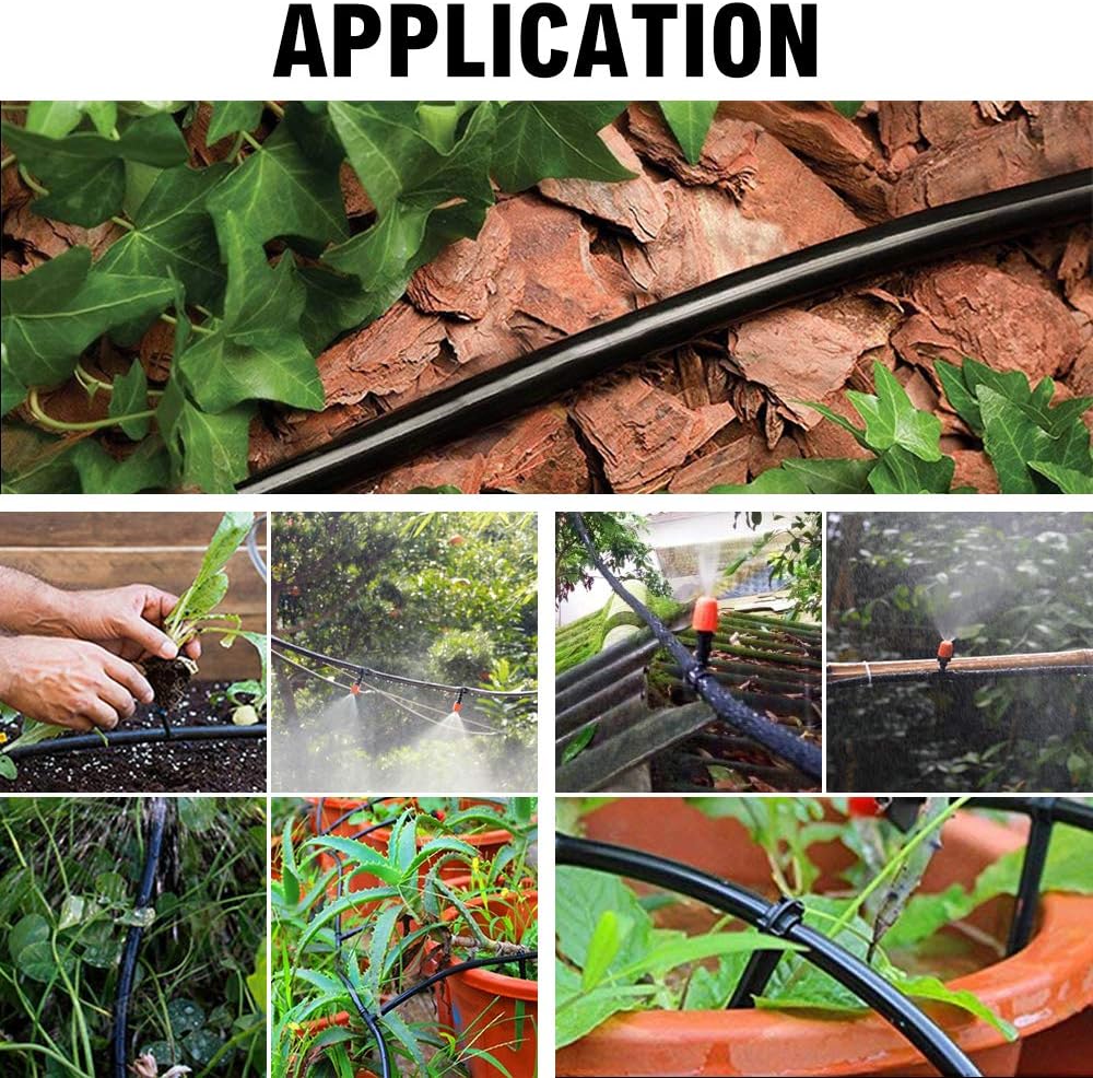 MultiOutools Distribution Tubing 1/2 inch 1/4 inch Drip Irrigation Tubing Hose, 50FT 100FT Heavy Duty Drip Irrigation Kit for Lawn Garden Watering (1/4” tubing 100ft, Black) : Garden & Outdoor