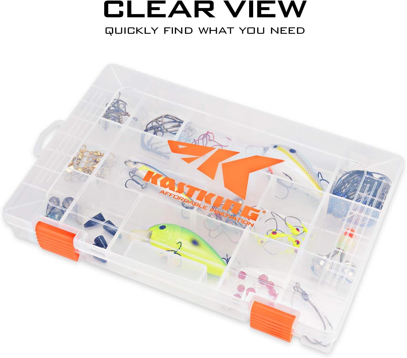 KastKing Tackle Boxes, Plastic Storage Organizer Box with Removable Dividers, 3600 Tackle Trays, Parts Box, 10.8x7.25x1.65 Inches (Pack of 4): Sports & Outdoors