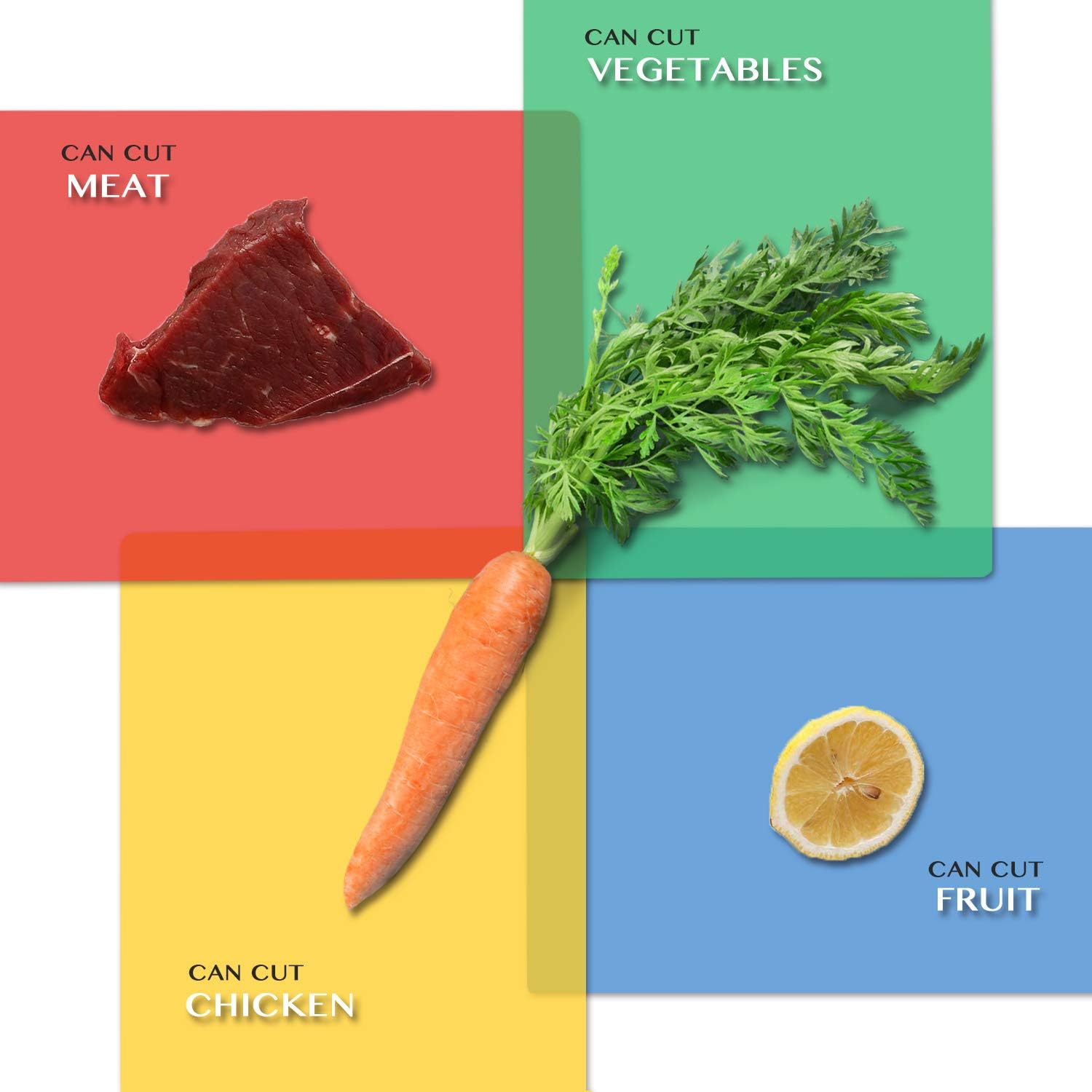 Fotouzy Flexible Plastic Cutting Boards for Kitchen 4 Translucent Colors Cutting Mats 15 x 12 in, BPA-Free, Non-Porous - Image 4