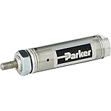 Parker .75NSR01.0 Stainless Steel Air Cylinder, Round Body, Single Acting, Spring Return, Nose Mount, Non-cushioned, 3/4 inches Bore, 1 inches Stroke, 1/4 inches Rod OD, 1/8" NPT Port