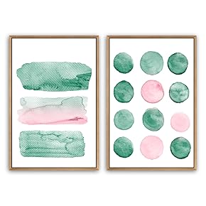 SIGNWIN Framed Canvas Print Wall Art Green, Pink...