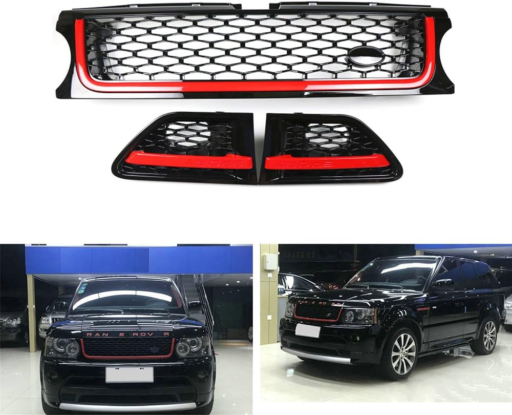 Chebay 3PCS Front Grille Side Vent Kit Mesh Cover Grill Fits For Land Rover Range Rover Sport 2010 2011 2012 2013