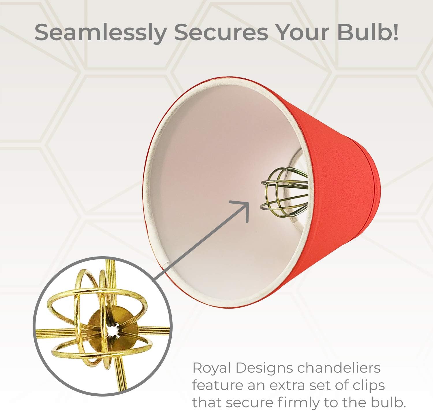Royal Designs CS-1002-5RED Clip On Empire Chandelier Lamp Shade, 3" x 5" x 4.5", Red - Image 4