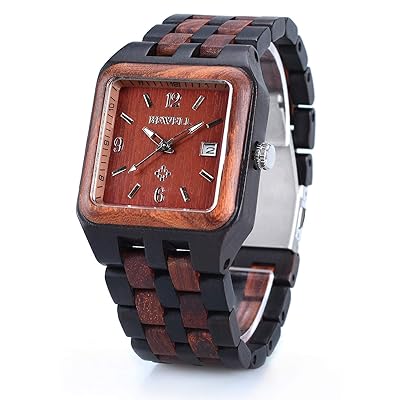 Bewell Wooden Watch Men Analog Quartz Date Display Cusual Wood Watches for Men