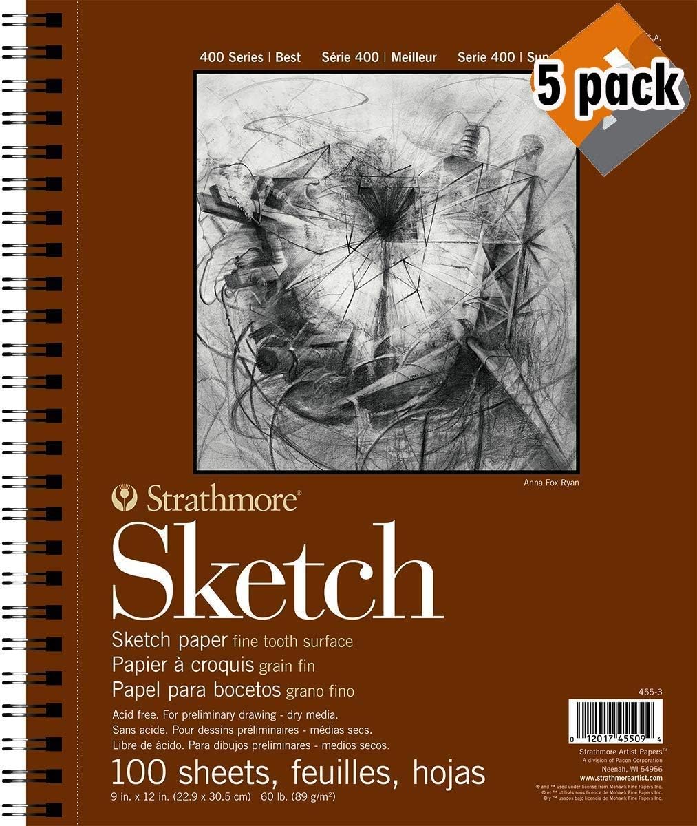 Strathmore 455-3 400 Series Sketch Pad, 9"x12" Wire Bound, 100 Sheets: Arts, Crafts & Sewing