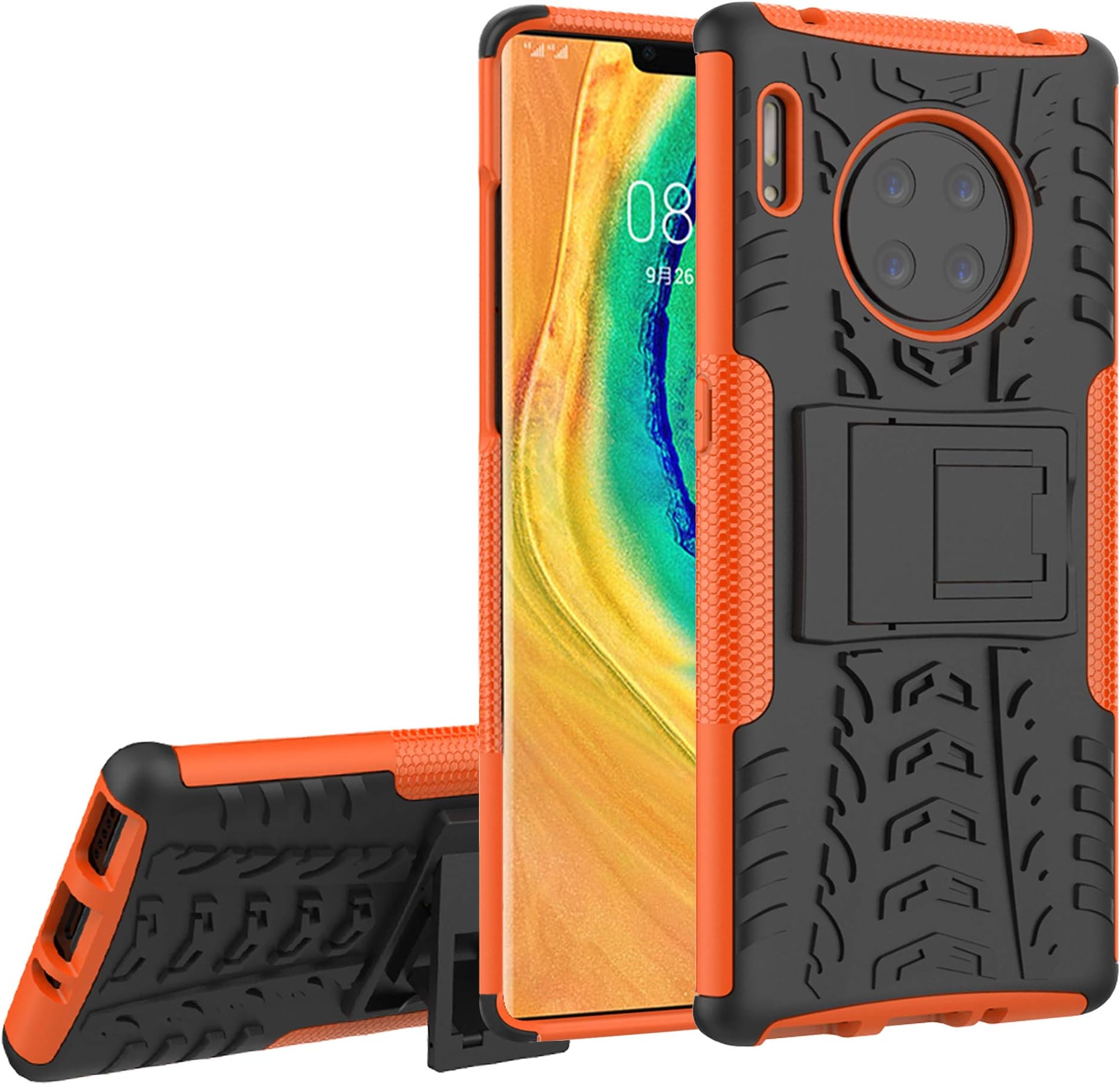 Labanema Compatible with Huawei Mate 30 Pro Case, Heavy Duty Shock Proof Rugged Cover Dual Layer Armor Combo Protective Hard Case for Huawei Mate 30 Pro - Orange