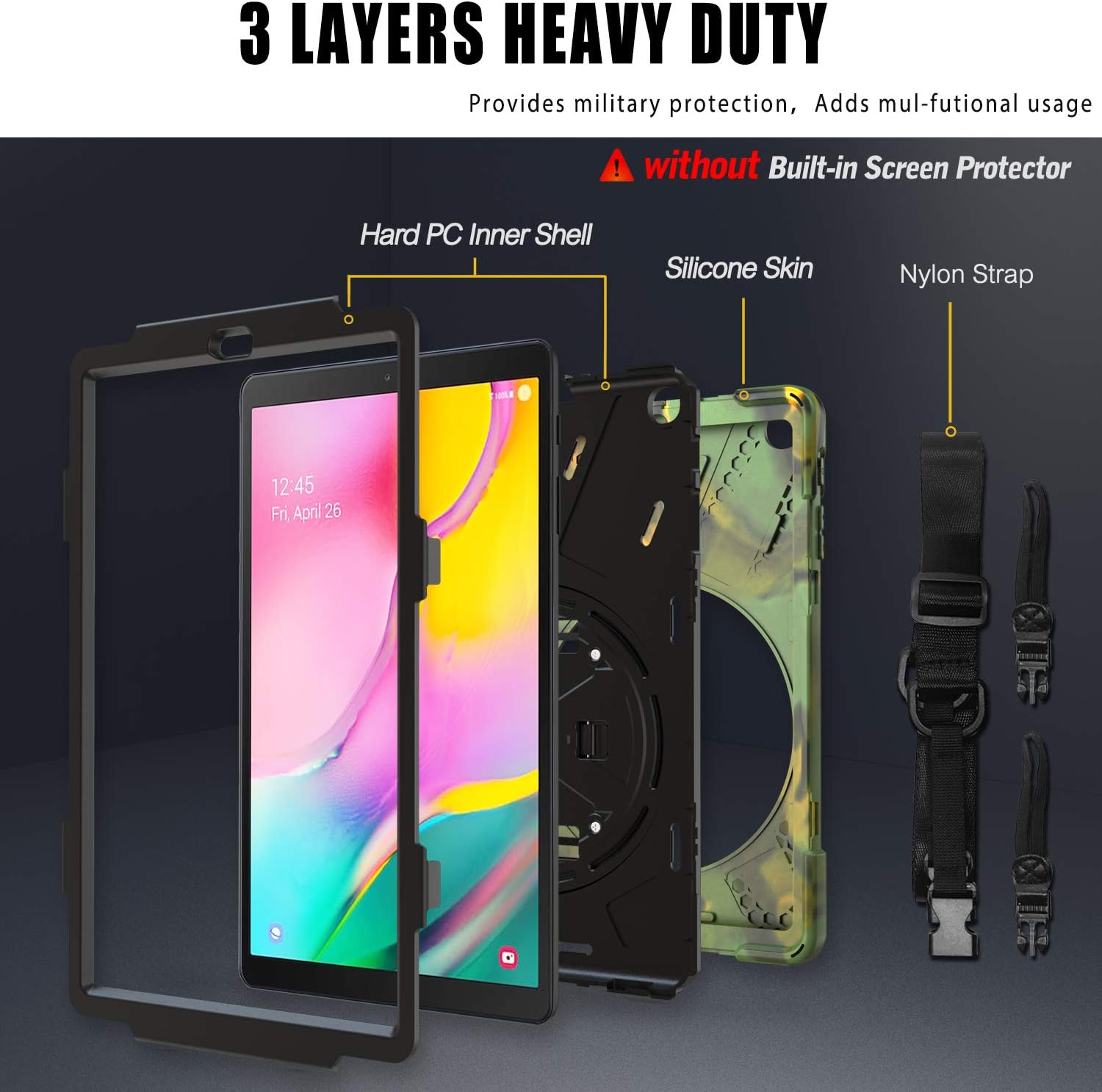 Gerutek for Galaxy Tab a Case 10.1 2019 SM-T510/T515 Heavy Duty Protection Shockproof 2019 Replease 10.1 Protection Cover with Stand - Image 4