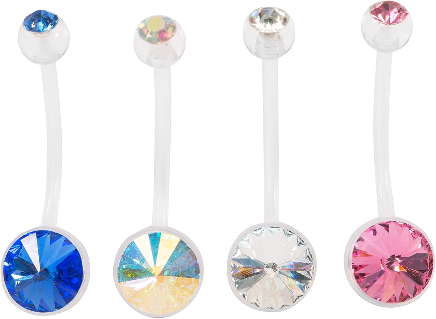 Pregnancy Maternity Belly Navel Bar Bars Pfte double jewel (clear, pink