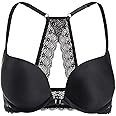 DOBREVA Women's Push Up Bra Racerback Front Closure Bras Plunge Underwire Tshirt Padded Lace
