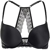 DOBREVA Women's Push Up Bra Racerback Front Closure Bras Plunge Underwire Tshirt Padded Lace