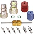 Taiss 11PCS R12 to R134A Conversion Kit,R12 R22 to R134A High/Low Fittings Port with 1/4’’to 7/16"-20 UNF Connection,AC Retrofit Fitting Adapter Kit for AC Air Conditioner Refrigerant System