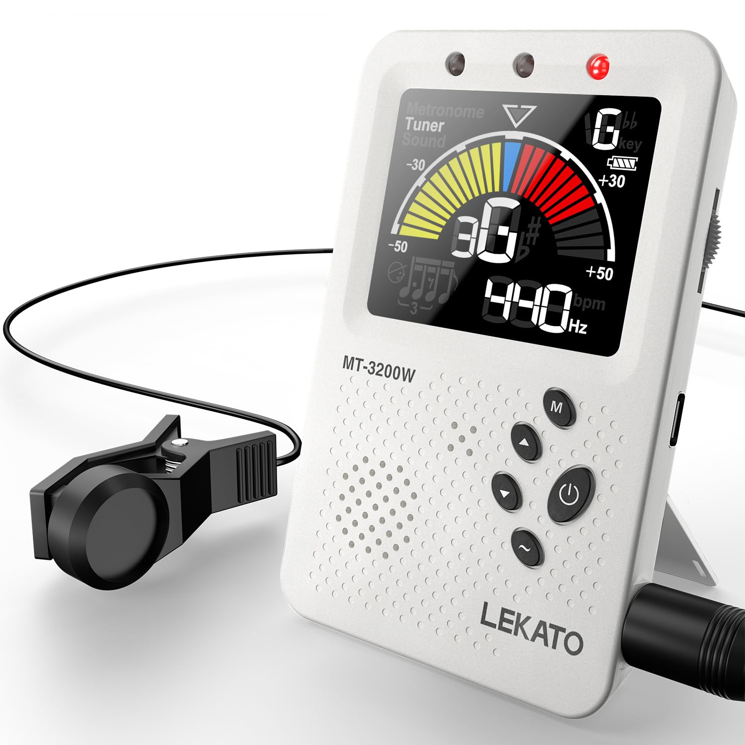 Guitar Tuner Metronome, LEKATO Rechargeable Guitar Tuner 3 in 1 Digital Metronome with Human Voice Beat, LED Color Display Multifunction Tuner for Guitar, Bass, Violin, Ukulele, Chromatic and Trumpet