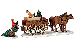 Lemax Christmas Village Christmas Tree Wagon Set of 2-43451