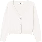 UELoop Girls Cropped Cardigan Sweater [Cute Petal Buttons] Long Sleeve Short Cardigan for Dress