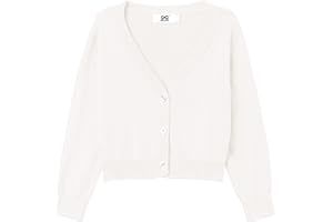 UELoop Girls Cropped Cardigan Sweater [Cute Petal Buttons] Long Sleeve Short Cardigan for Dress