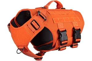 ICEFANG GN3 Tactical Dog Harness with 6X Buckle,Dog Molle Vest with Handle,3/4 Body Coverage,Hook and Loop Panel for ID Patch,No Pulling Front Clip (L (28"-35" Chest), Orange)
