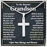 Omaishine To My Grandson Necklace From Grandma Grandpa - Cross Link Men Chain Gift - Stainless Steel Birthday Christmas Jewelry With Message Card and Box #4