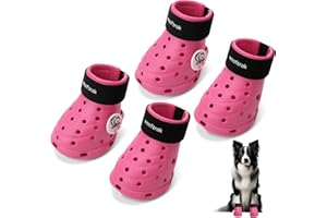 WOOFTRAK Dog Shoes Breathable Dog Shoe for Hot Pavement, Dog Booties and Paw Protectors, Non-Slip Waterproof Dog Sandals Boots (Pink+Black, S: (2.3’’x1.8'')(L*W))