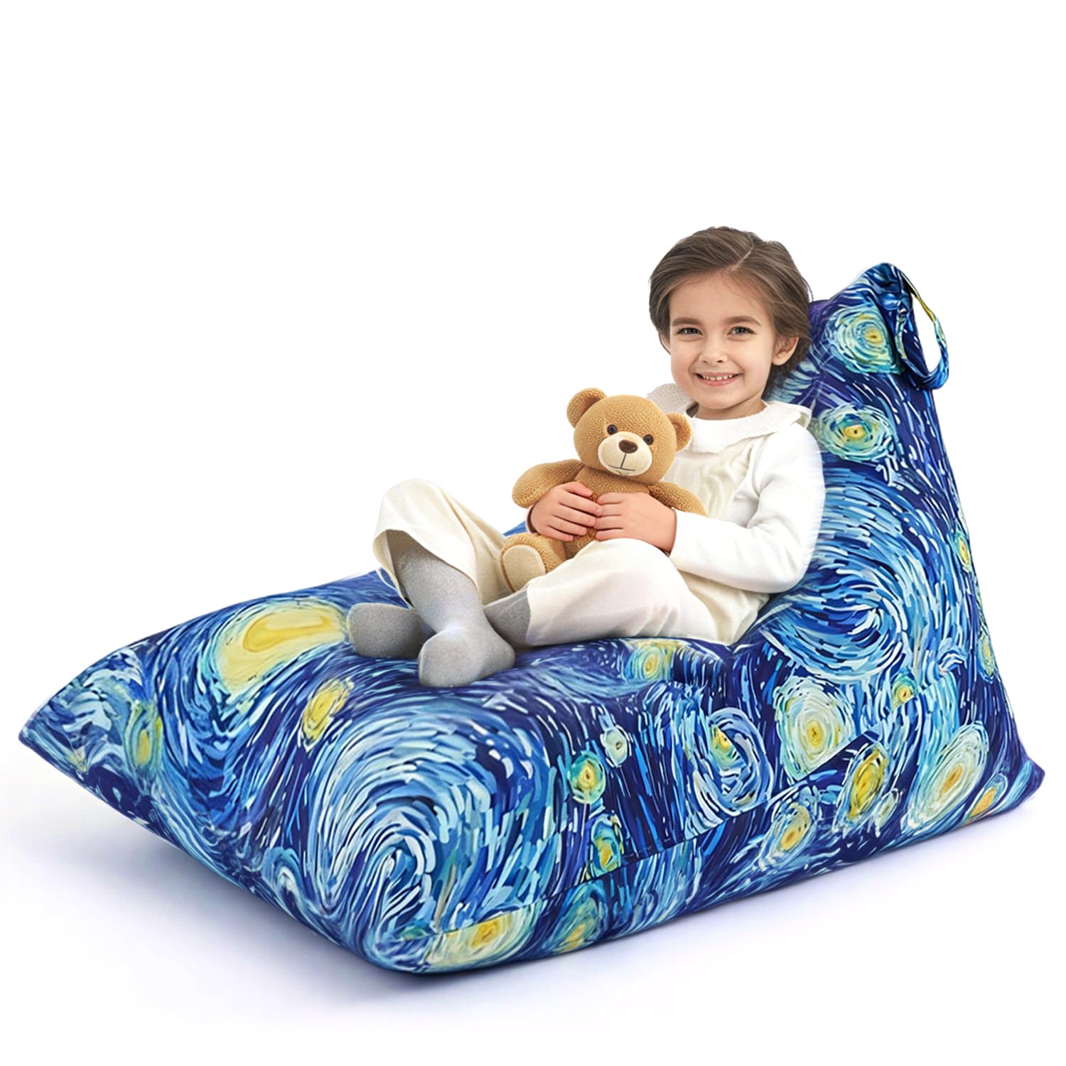 Nobildonna Stuffed Animal Storage Bean Bag for Kids (No Filler), Extra Large 250L Bean Bag Chair Cover Only, Washable Beanbag Without Filling Soft Premium Canvas Stuffable Bean Bag Cover (Starry)