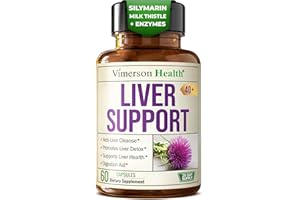 VIMERSON HEALTH Liver Support with Artichoke Extract, Enzymes, Silymarin 50% Milk Thistle, Dandelion Root, Lipase & Protease, Solarplast® Antioxidants – Supports Detox, Digestion & Energy. 60 Capsules, 20 Day Supply