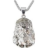 Toogod Silver-plated Jesus Christ Necklace for Men Women | Jesus Christ Pendant with Chain | Hip Hop Necklace 24‘’