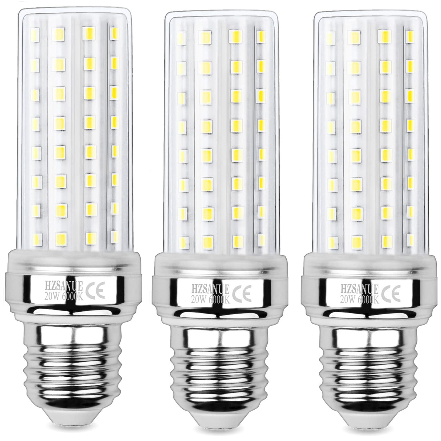 HZSANUE LED Corn Bulbs 20W, E27 Edison Screw Bulbs,2200Lm, 6000K Daylight White,150W Incandescent Bulbs Equivalent,Pack of 3