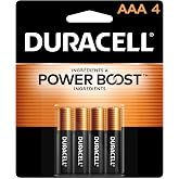 Duracell Coppertop AAA Batteries, 4 Count, 12-Year Shelf Life, Long-lasting