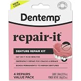 Dentemp Repair Kit - Repair-It Advanced Formula Denture Repair Kit - Repairs Broken Dentures, Mends Cracks and Replace Loose Teeth - 1 Pack (4 Count) - (Packaging May Vary)