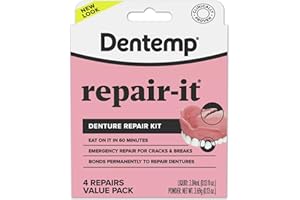 Dentemp Repair Kit - Repair-It Advanced Formula Denture Repair Kit - Repairs Broken Dentures, Mends Cracks and Replace Loose Teeth - 1 Pack (4 Count) - (Packaging May Vary)
