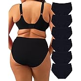 LEVAO Plus Size L-4XL Womens Underwear Cotton Cheeky Bikini Lace Hipster Panty Stretch Full Briefs 6 Pack
