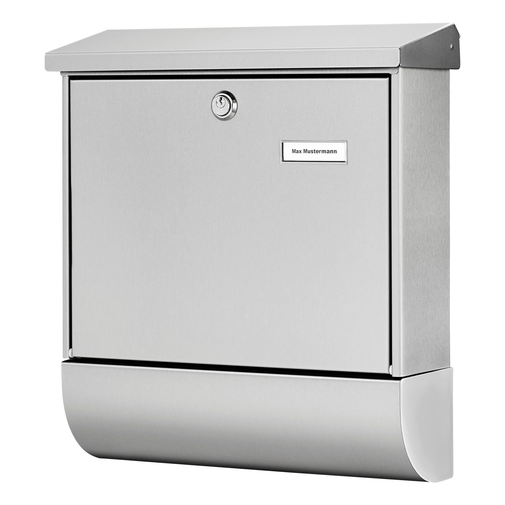 BURG-WÄCHTER Stainless Steel Letterbox with Hinged Pain Canopy and Newspaper Compartment, A4 Throw-in Format, EU Norm EN 13724, Amrum 38670 Ni