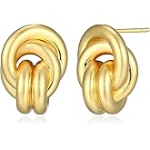 Amazon Essentials (Demi's Pick) Love Knot Earrings for Women - Gold-Tone Fine Silver Plated, Trendy Jewelry