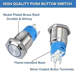DMWD 5Pcs 16mm Latching Push Button Switch 12V 24V