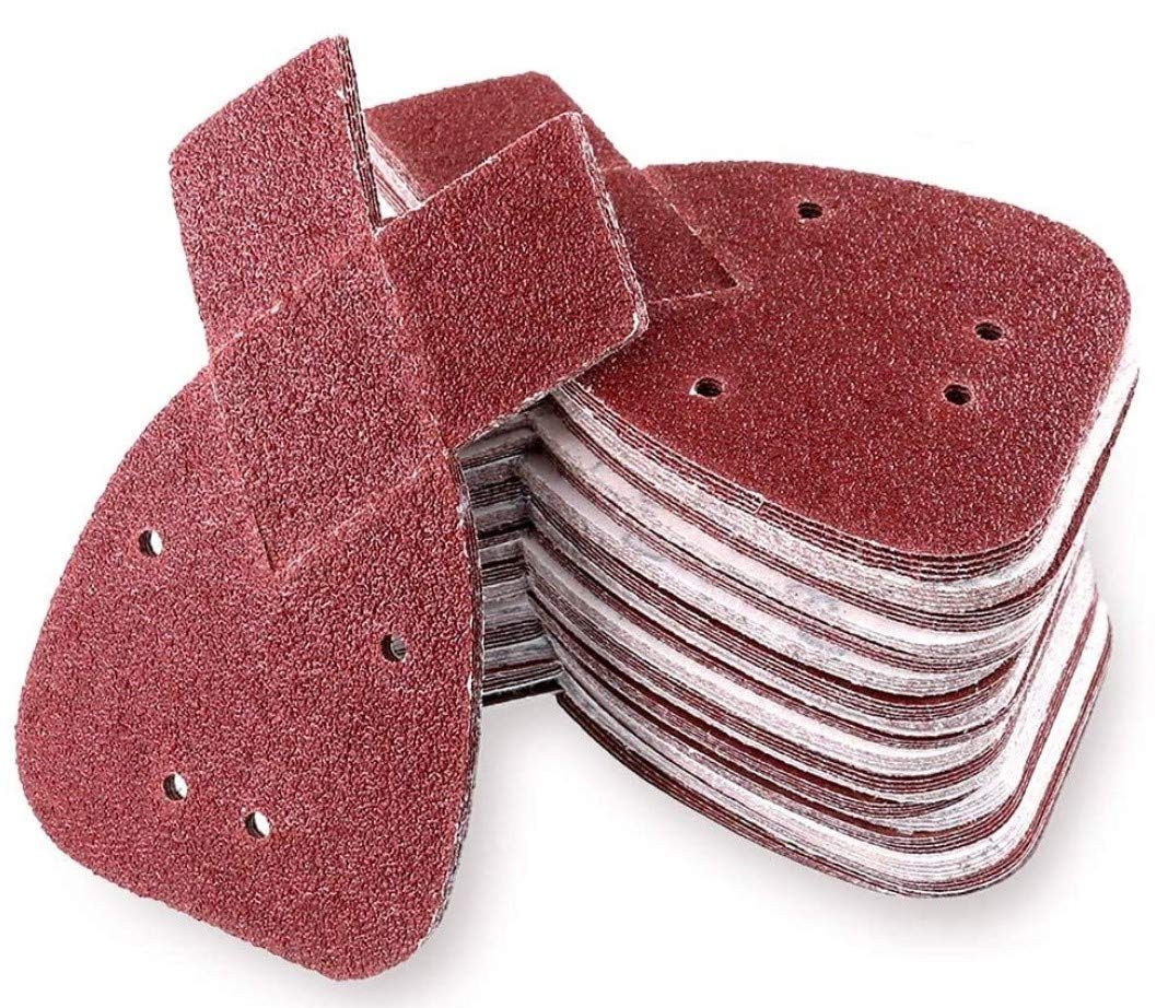 LATERN 60Pcs Sanding Sheets with Extra 2 Tips for Replacement, 40/60/80/120/180/240 Grits Hook and Loop Mouse Sander Pads Sander Paper to Fit Black and Decker Detail Palm Sander (14 x 9cm)