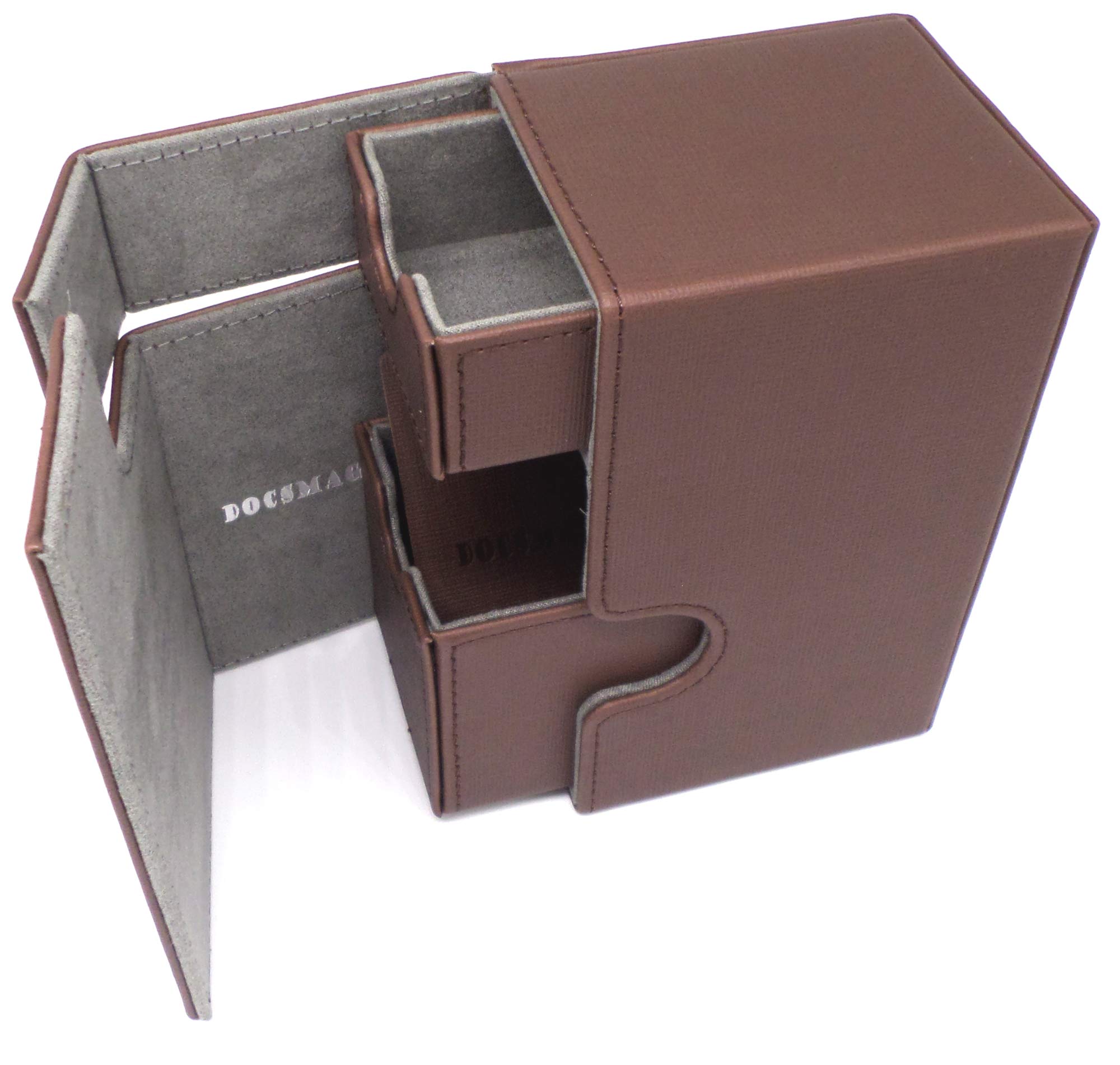 docsmagic.de Premium Magnetic Tray Box (80) Brown + Deck Divider - MTG - PKM - YGO
