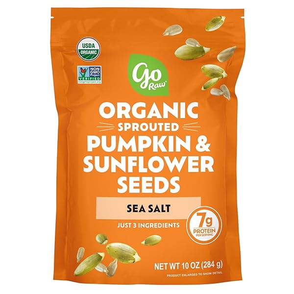 GO RAW ORGANIC SPROUTED PUMPKIN & SUNFLOWER SEEDS, 10 OZ, SEA SALTED, KETO, KOSHER, SUPERFOOD